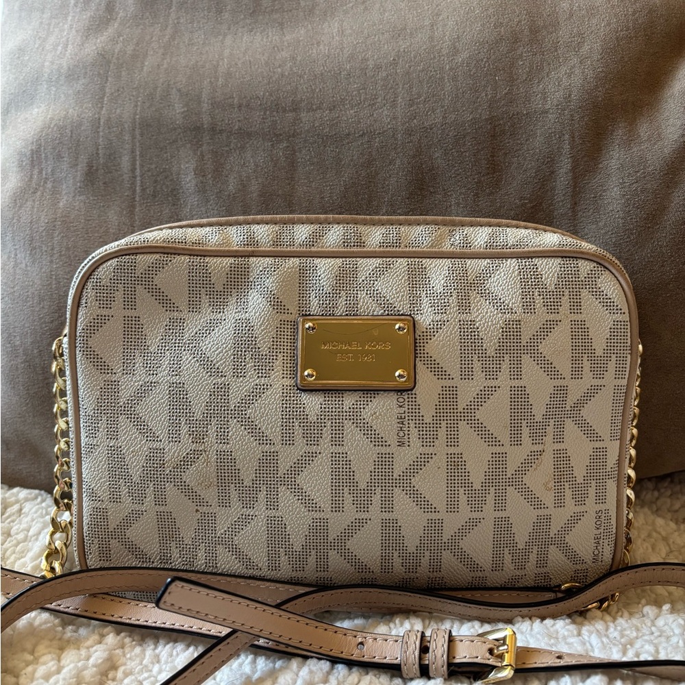 Michael Kors Monogram Beige Crossbody Bag